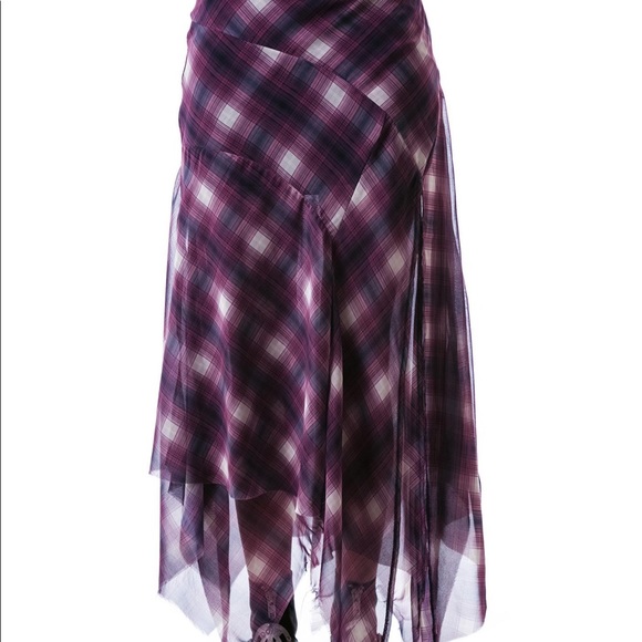 #33🎊💜NWT Beautiful L Unif Purple Plaid Skirt - Picture 2 of 9